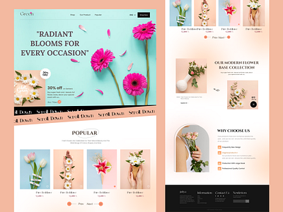 Flower shop landing page design / home page e commerce ecommerce website flower home page landing landing page landingpage modern design shop store trendy ui ux web design web page website website design