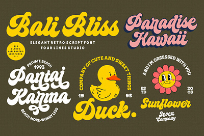 Bali Bliss - Retro Script Font bold branding cursivefont design fancyfont fonts groovy groovyfont retro stickers vintage