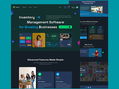 SaaS: Inventory Management Landing Page applicaton business client crm dashboard responsive figma heroarea inventory landing page managements mobile app design redesign relationship saas saas landing page ui design uiux design website design wirefrme work
