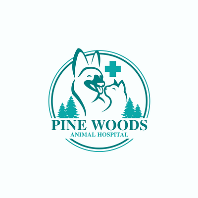 Logo Design for Pine Woods Veterinary Hospital branding cat design dog german shepherd graphic design graphic designer logo logo design logo design branding logo designer pets vector vet hospital veterinary