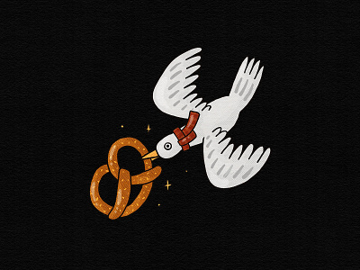 Pretzel Bird bird cute flight graphic illustration illustrator pretzel snack steal