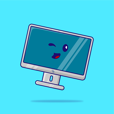 Cute Computer Face animation cute graphic design illustration sticker vector