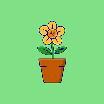 Sunflower animation cute graphic design illustration sticker vector