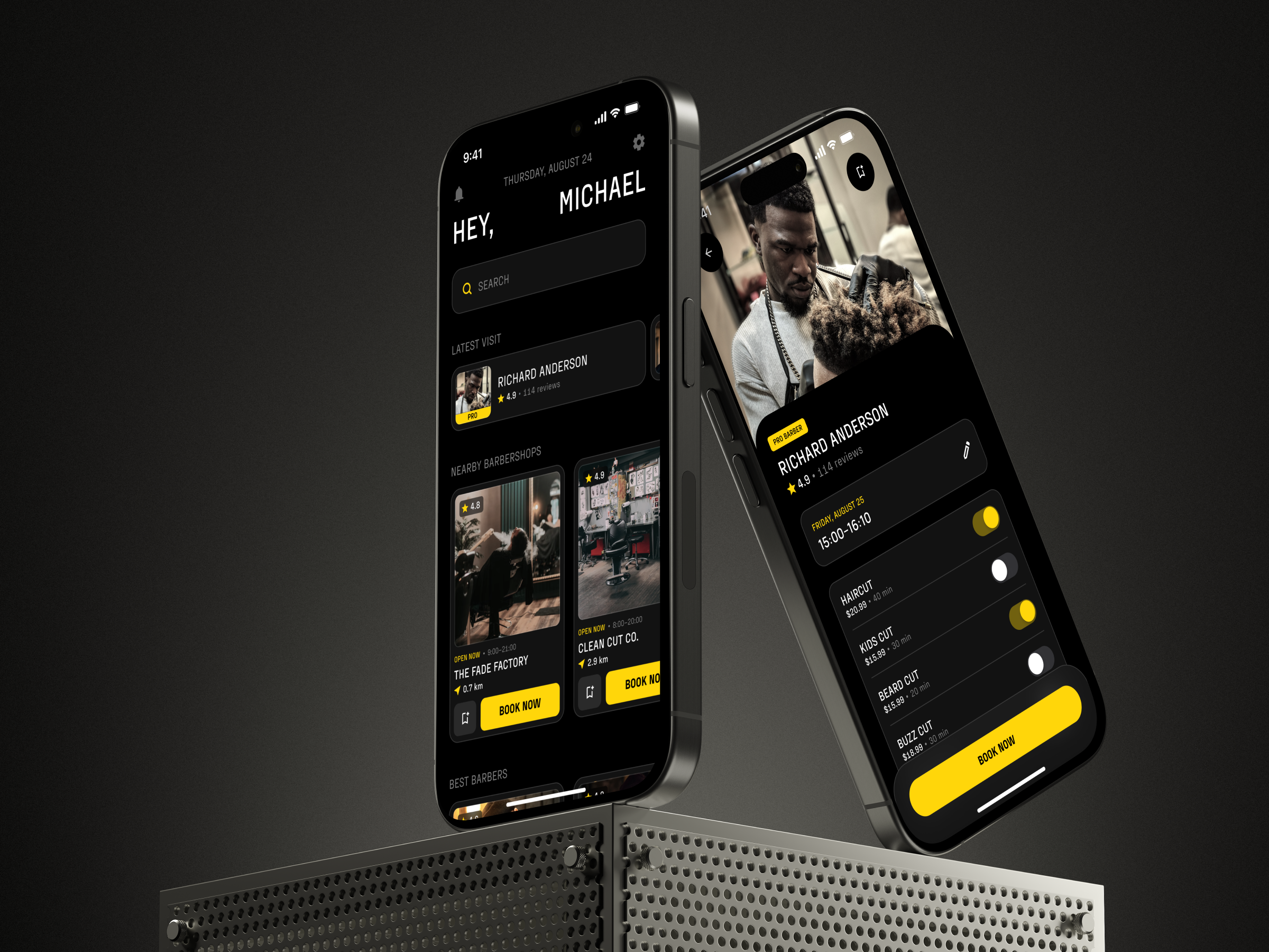 Example of Barbershop App, Barber App Concept