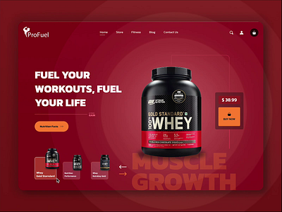 Nutritional Supplement web design app branding design ecommerce graphic design hero banner hero section illustration landing page logo nutritional supplement typography ui ux web webdesign website whey protein