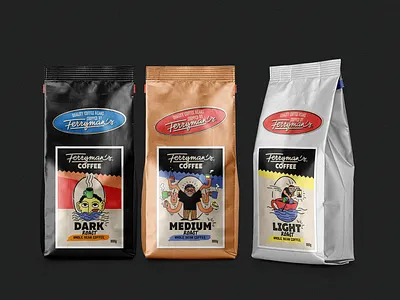 Ferryman's coffee café coffee coffee branding coffee packaging custom lettering ferrymans coffee illustration label design lettering logo logodesign packaging design typography