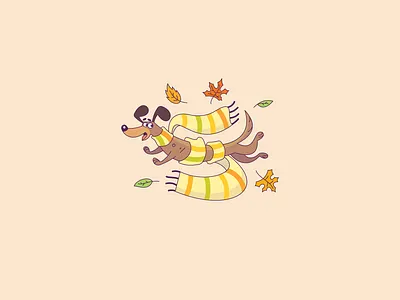 Autumn mood autumn autumn mood cartoon character characterdesign dachshund dog drawing fun illustration mood spovv