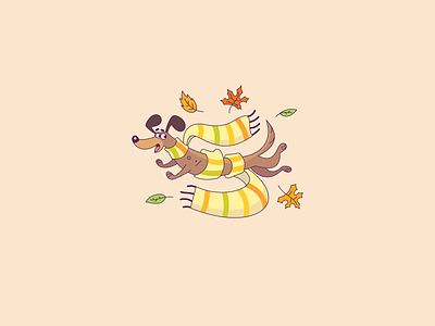 Autumn mood autumn autumn mood cartoon character characterdesign dachshund dog drawing fun illustration mood spovv