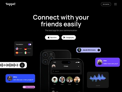 Tappa! - Promotional landing page design for the messenger app design illustration landing page landing page design product landing promo landing page startup landing startup website ui ux web design website design
