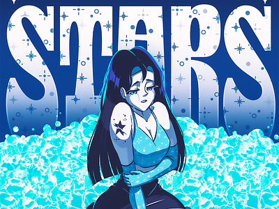Broken Stars anime colors cosmos design girl illustration lettering stars waifu woman