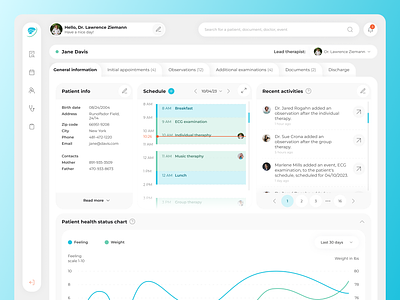 Patient Card with Medical Records 2d analytics blue chart custom crm dashboard design doctor graphic design health healthcare hospital medical medical records mint patient statistics ui ux