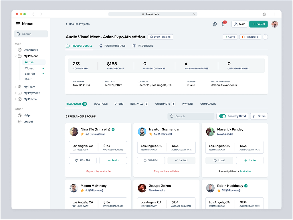 Hireus - Client Dashboard by Divan Raj on Dribbble