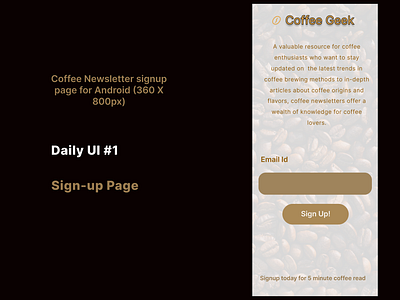 Coffee Geek dailyui day1 sign up ui