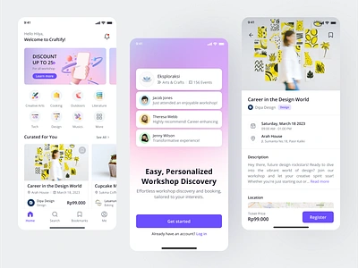 Craftify - Workshop Finder Mobile App android app app design e learning finder interface ios iphone learning mobile mobile app mobile app design mobile ui online class online workshop workshop