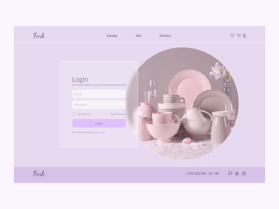 Account login page design dishes landing page store ui ux