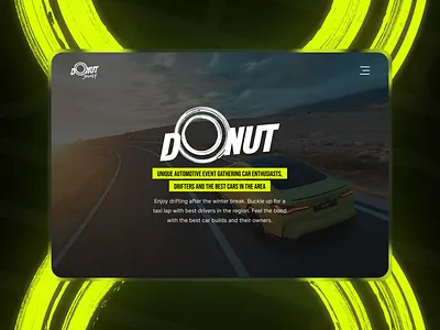 Website for Web3 car community animation car community cars design donut3logy landing page neon colors nft collection nfts ui uiux design ux video web3 web3 brand website