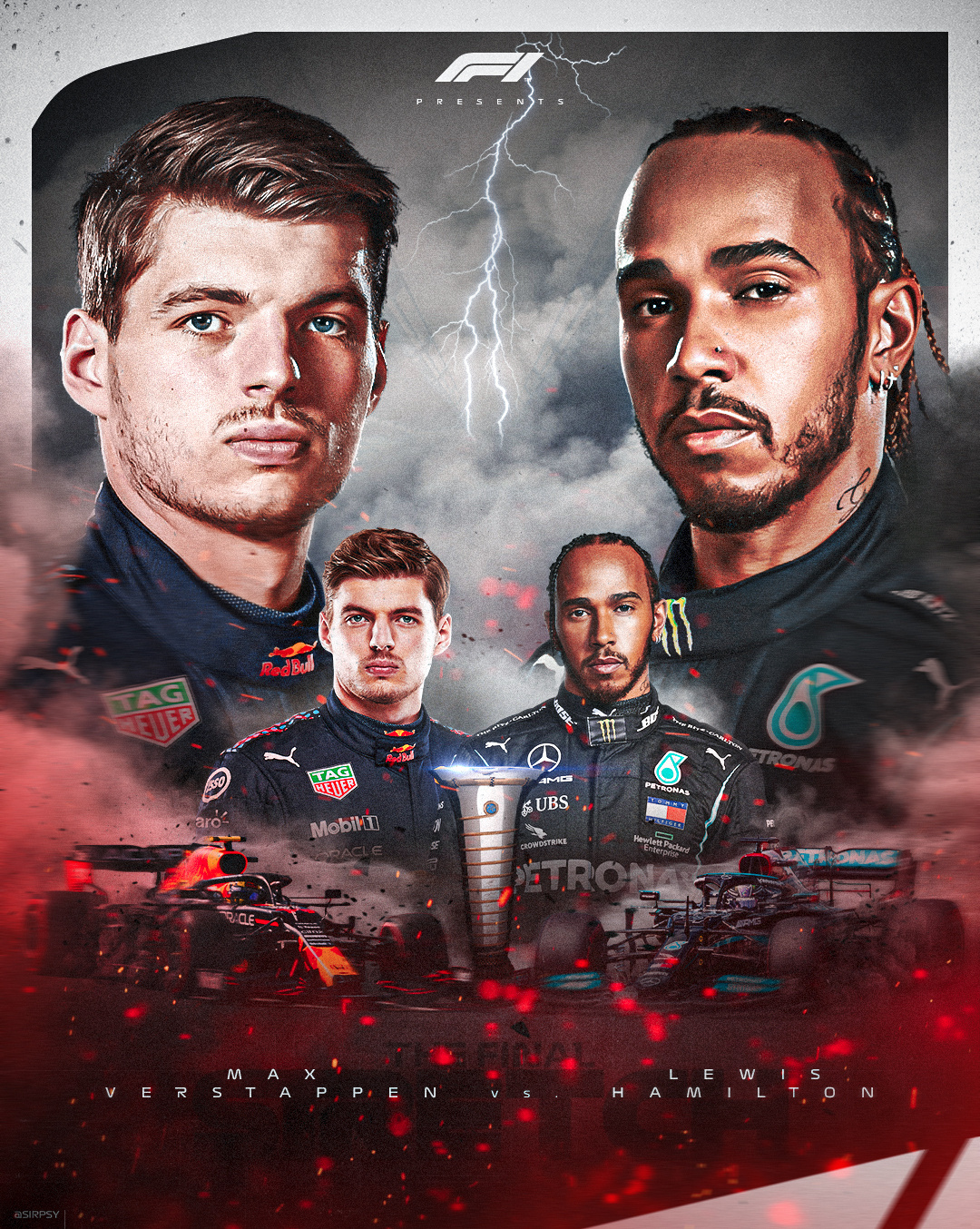 Formula One - Max vs Lewis poster christian horner fan art formula 1 formula one gfx lewis hamilton max verstappen mercedes amg poster poster design racing red bull red bull racing sergio perez social media sport poster sport social toto wolff valterri bottas