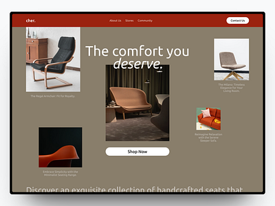 Cher - Seating store Website branding design furniture graphic design landing page store ui web design