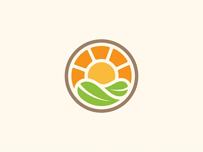 Natural Organic Logo branding farm food leaf logo natural organic poultry sun sunrise sunset