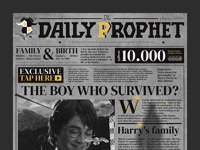 Creative Longread about Harry Potter creative longread creative website daily prophet design graphic design harry harry potter longread magic movie newspaper retro ui visual design web design web design creative website design