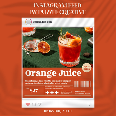 Instagram Post Drink Orange Minimalist branding graphic design