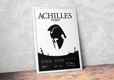 Poster illustration and simple Flyer for theater piece Achilles advertising brochure event ads event pr graphic design illustrated poster minimalistic illustration minimalistic poster poster poster design poster illustration print illustration print poster theater ads theater advertising theater brochure theater brochure design theater illustration theater poster theater pr trifold brochure