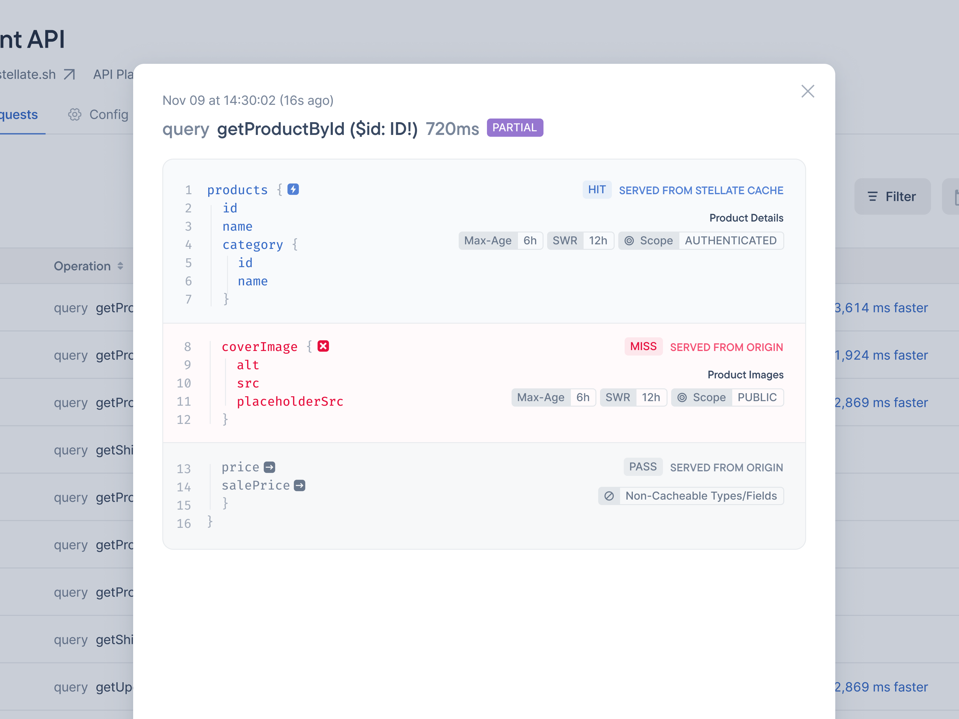 Query Cache Split Details View - Dark & Light Mode cache code dark dark mode dev dev tooling dev tools dialog modal product design query saas ui web