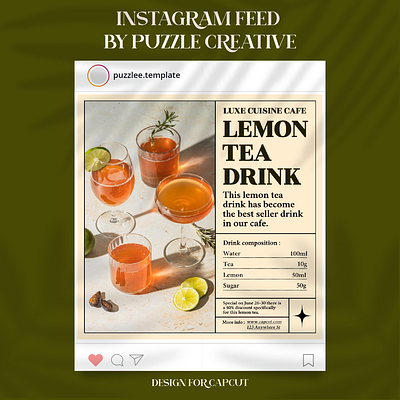 Instagram Post Drink Lemon Tea Minimalist branding graphic design