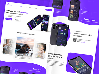 Landing page for a mobile app 3d 3d app 3d website app design illustration interface landing landing page lifestyle planing research ui ui kit uiux design webdesign website