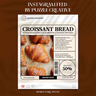 Instagram Post Croissant Bread Minimalist branding graphic design