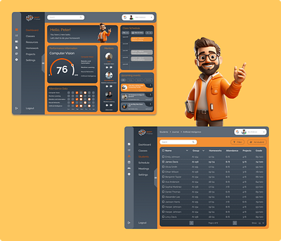 Dashboard for IT School SMART 3d design ui ux