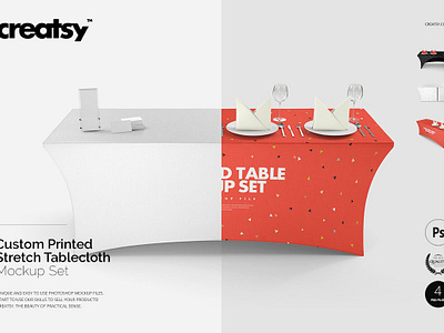 Stretch Tablecloth Mockup Set creatsy stretch tablecloth mockup set