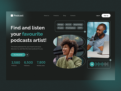 🎙 Podcast Platform Web and Mobile | Hyperactive branding design design studio edtech fintech hero section hyperactive interfaces podcast player product design saas stratup streaming platform typography ui ux web design