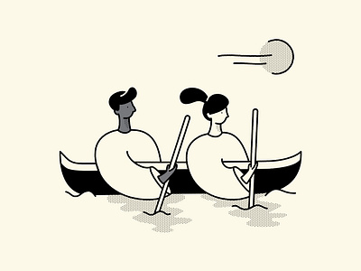 Canoe couple character illustration vector