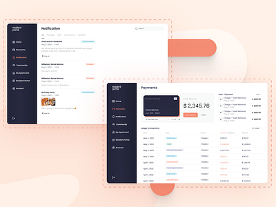 Web App | Resident Portal app branding community concept design inspiration property management software real estate rent payment saas services ui ux web app