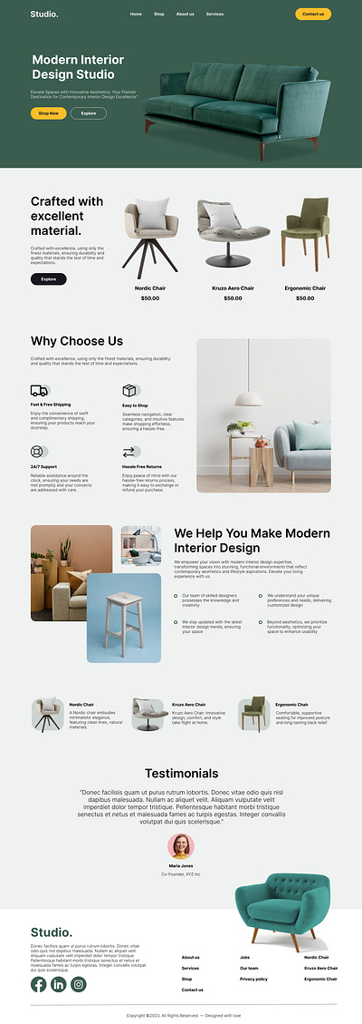 Interior Design Studio Website Design figma figma design figma freelance ui uiux
