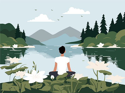 Inner Peace Oasis - Meditation in Nature calm mind inner peace meditation in nature mental balance mental health mental wellness mind body connection mindfulness nature therapy relaxation self care serene natural setting stress relief tranquil lake wellness art