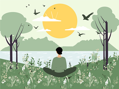 Serenity by the Lake - A Mental Health Meditation calm mind inner peace meditation in nature mental balance mental health mental wellness mind body connection mindfulness nature therapy relaxation self care serene natural setting stress relief tranquil lake wellness art