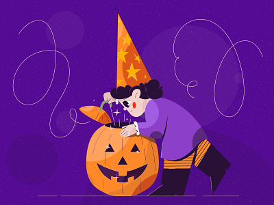 Pumpkin autumn child children cute design halloween illustration kid orange purple spooky season vector