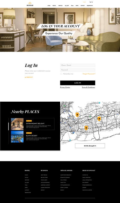 HOTELIE Luxury Hotel Website Log In design hotel log in luxury ui uidesign webdesign website