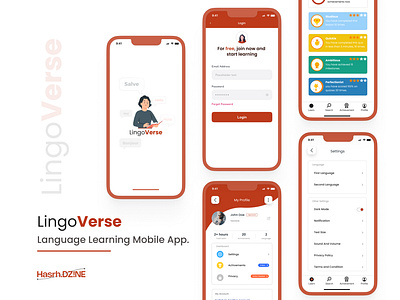 Language learning App Screens graphic design logo mobileui ui