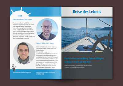 Brochure for a personality development sailing trip with coaches advertisement brochure engaging content brochure flyer graphic design happiness coaching flyer interesting brochure journey brochure life coach brochure oprganised event personal betterment flyer personal deveopment brochure personal happiness brochure sailing flyer sailing therapy sailing trip brochure ships metaphor flyer therapy brochure therapy flyer therapy trip