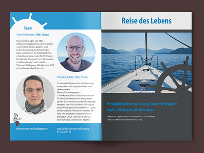 Brochure for a personality development sailing trip with coaches advertisement brochure engaging content brochure flyer graphic design happiness coaching flyer interesting brochure journey brochure life coach brochure oprganised event personal betterment flyer personal deveopment brochure personal happiness brochure sailing flyer sailing therapy sailing trip brochure ships metaphor flyer therapy brochure therapy flyer therapy trip