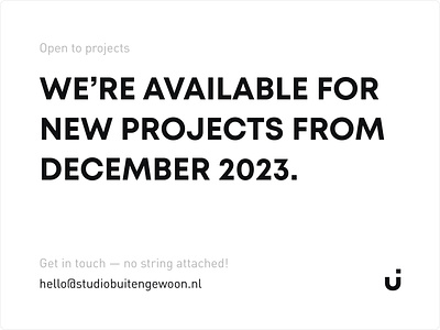 Open to New Projects from December 2023 advertisement agency available branding business clean design graphic design marketing minimalistic projects shoutout ui ux website