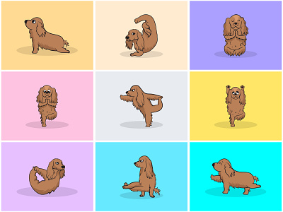 Yoga Dog Part-15 | Morning Yoga with Cocker Spaniel🧘‍♀️🌿⚡️ animal art cartoon cocker spaniel dog energetic fitness flexible illustration inspiration lifestyle mascot meditaion namaste pet spiritual sticker vector wokout yoga pose