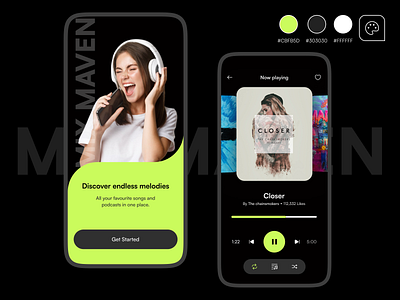 MIX MAVEN - Music App Designs dark theme designs mobile ui modern app designs music app designs ui ux