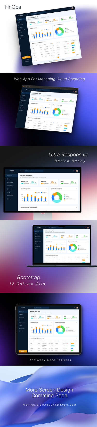 FinOps - Web app for managing cloud spending admin dashboard admin pannel dashboard ui design ux design web app web design