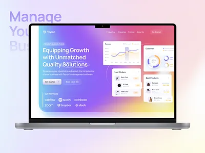 Teyron - Business Management Web Header 2023 trends agency business consultation creative design hero area landing page logo manage management popular solutions trendy ui ui design ux web design web header website