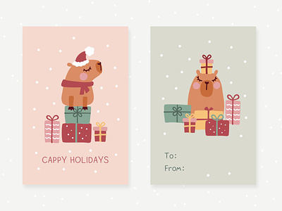 Christmas greeting cards capybara card christmas cute design graphic design greeting greeting card holiday illustration merry christmas xmas