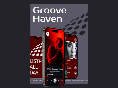 Personalized Melodic Haven appdesign banner branding dribbbledesign grey haven logo mobile app design mobileapp music music app red showcase songs ui uiinspiration user experience user interface ux uxui